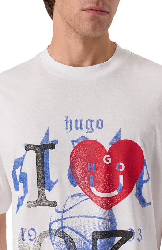 Хлопковая футболка HUGO Blue 50543495 Белый  50543495 Фото 5