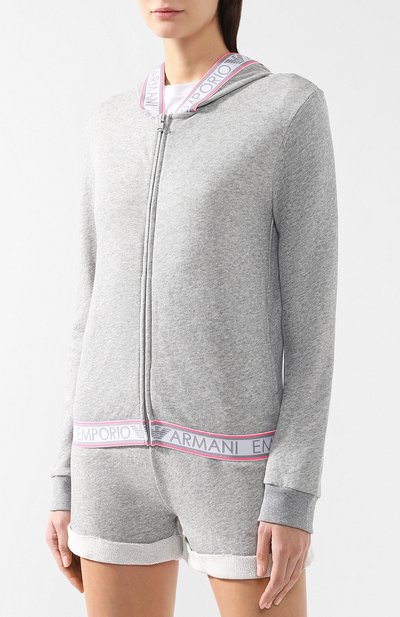 Хлопковый кардиган EMPORIO ARMANI серого цвета по цене 17400 руб., арт. 164076/9P287, фото 3 Хлопковый кардиган EMPORIO ARMANI, арт. 164076/9P287, фото 3