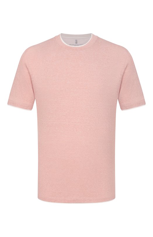 Футболка изо льна и хлопка Brunello Cucinelli MW8357427 Розовый MW8357427