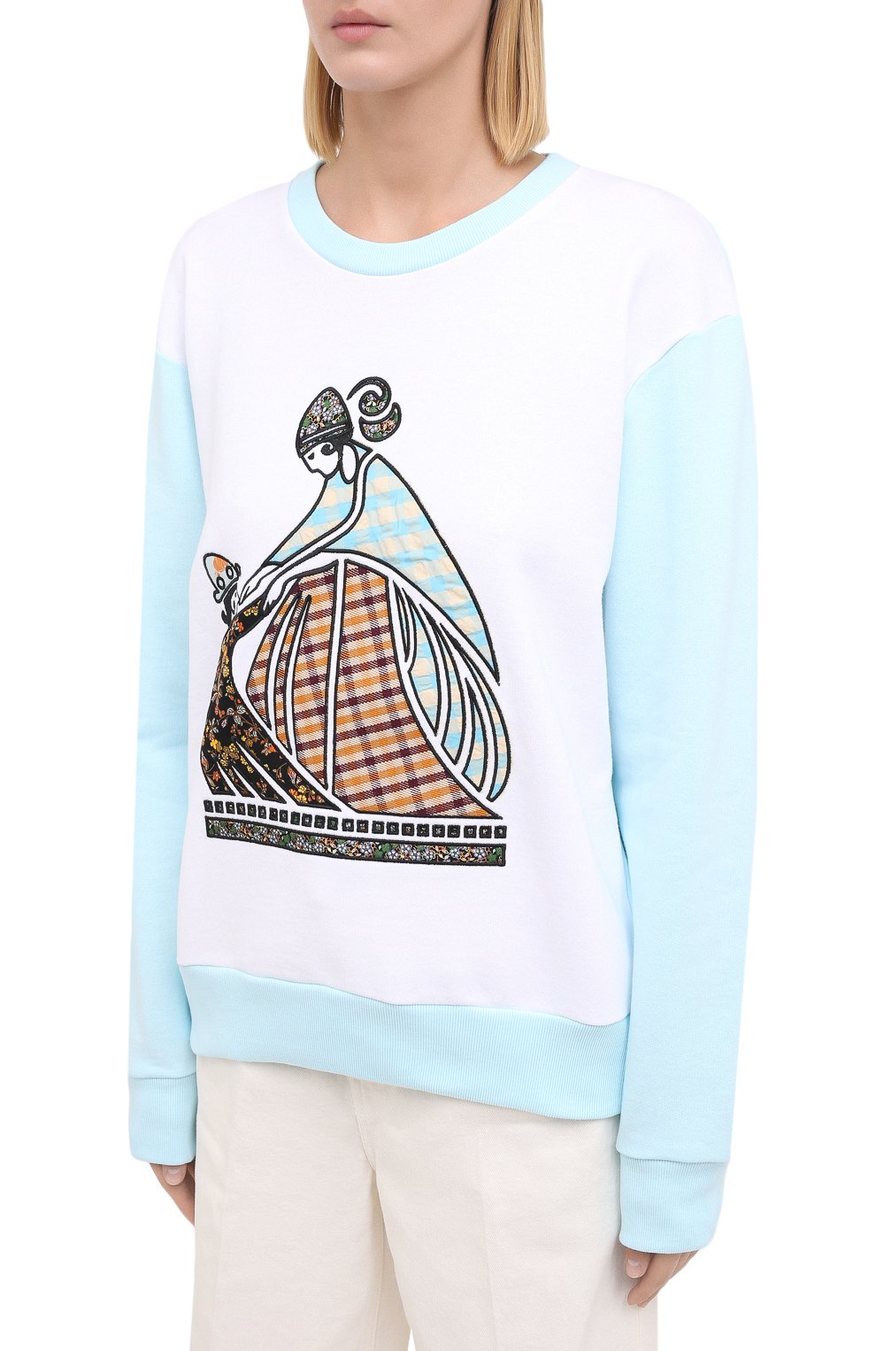Хлопковый свитшот LANVIN голубого цвета по цене 61750 руб., арт. RW-T0637J-JR19-A20, фото 3 Хлопковый свитшот LANVIN, арт. RW-T0637J-JR19-A20, фото 3
