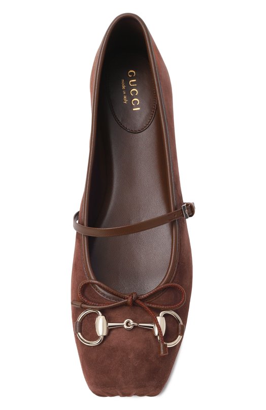Замшевые балетки Horsebit Gucci 814413/AAEED Коричневый  814413/AAEED Фото 6