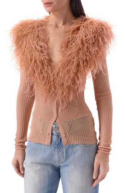 Кардиган с отделкой перьями страуса BLUMARINE, арт. 2M659A, фото 3