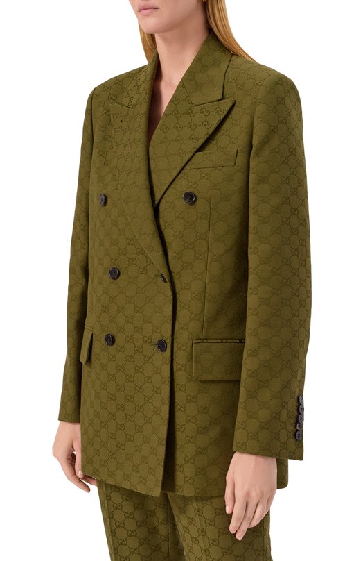 Хлопковый жакет Gucci 831993/Z7AH8 Зелёный  831993/Z7AH8 Фото 3