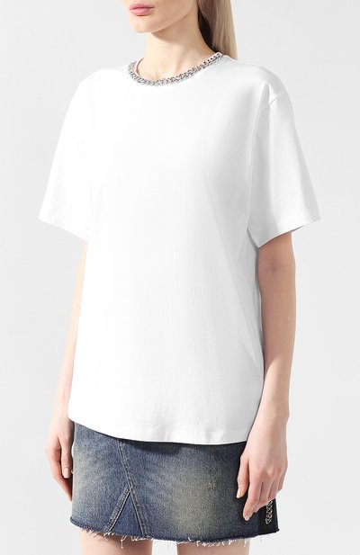 Хлопковая футболка VICTORIA, VICTORIA BECKHAM белого цвета по цене 9380 руб., арт. JYVV 103A PSS19 C0TT0N JERSEY / EMB, фото 3 Хлопковая футболка VICTORIA, VICTORIA BECKHAM, арт. JYVV 103A PSS19 C0TT0N JERSEY / EMB, фото 3