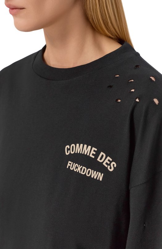 Хлопковый лонгслив Comme des Fuckdown CFABW01666 Чёрно-белый  CFABW01666 Фото 5