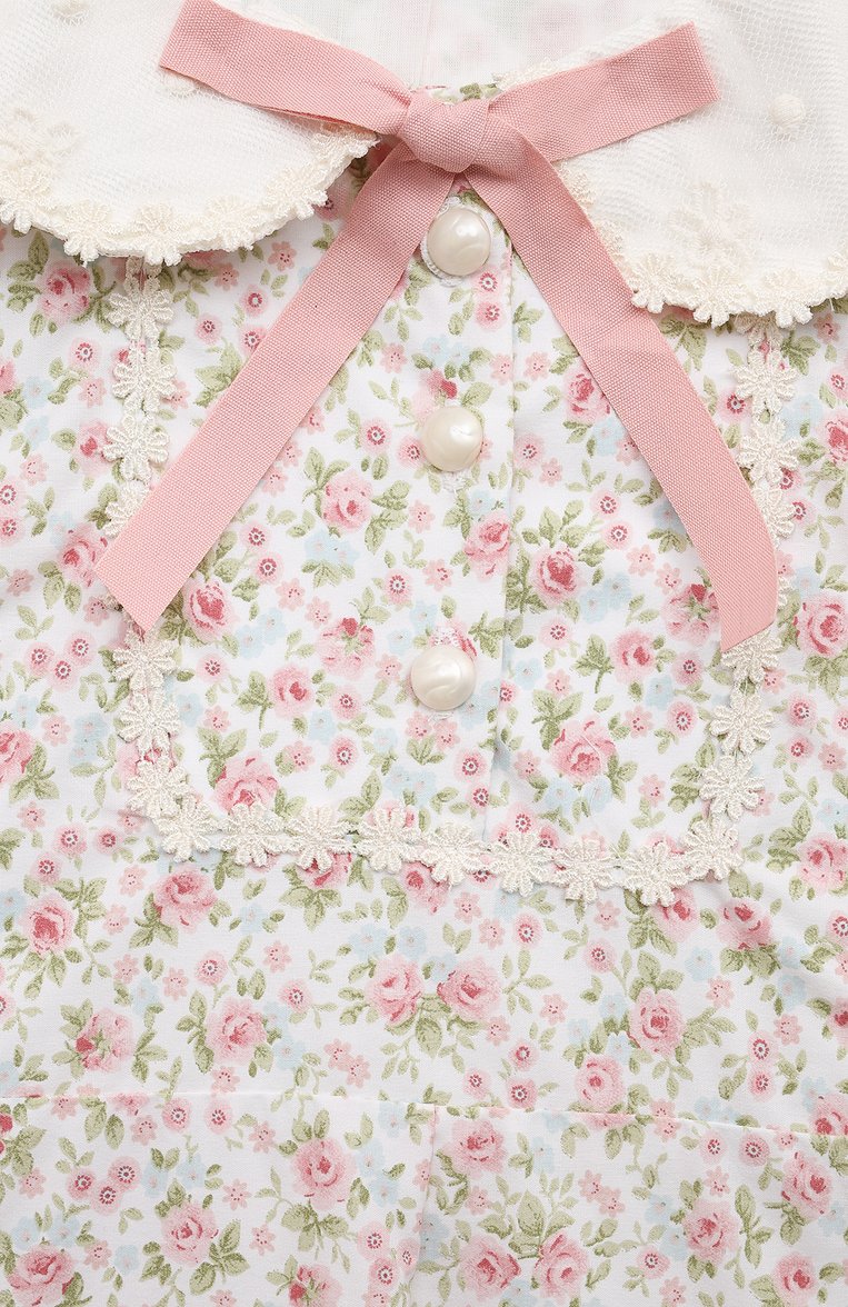 Детское хлопковое платье DESIGNERS CAT кремового цвета, арт. 100000K01001582 L0UL0U DRESS/10A-12A | Фото 3 (Материал подклада: Хлопок; Рукава: Короткие; Материал внешний: Хлопок; Девочки Кросс-КТ: Платье-одежда; Случай: Повседневный; Ростовка одежда: 10 - 11 лет | 140 - 146см, 12 лет | 152 см)