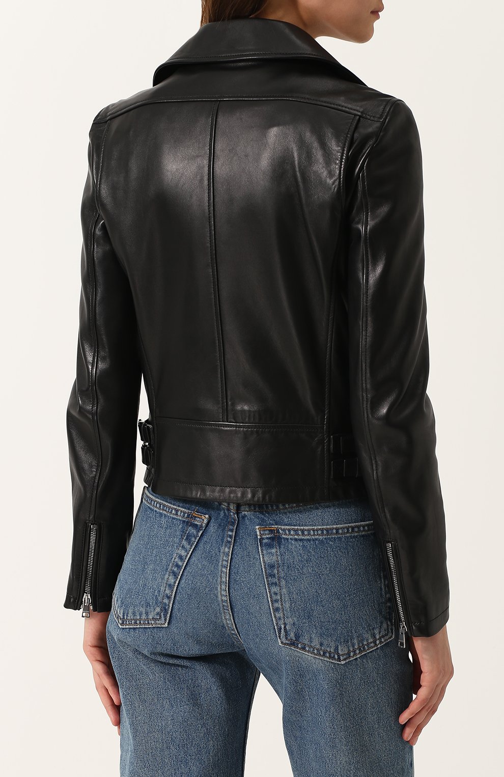 Однотонная кожаная куртка с косой молнией GUCCI, арт. 419017/XN336, фото 4