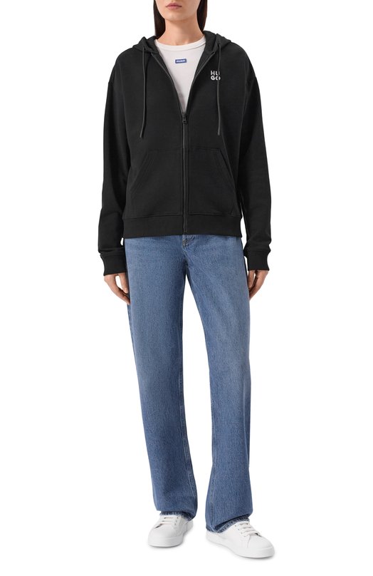 Хлопковая толстовка HUGO 50535240 Чёрный  50535240 Фото 2