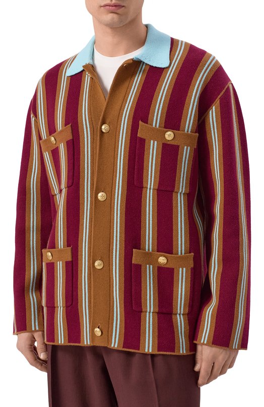 Кардиган из хлопка и шерсти Drole De Monsieur K-CA171-W0023-WN Бордовый  K-CA171-W0023-WN Фото 3