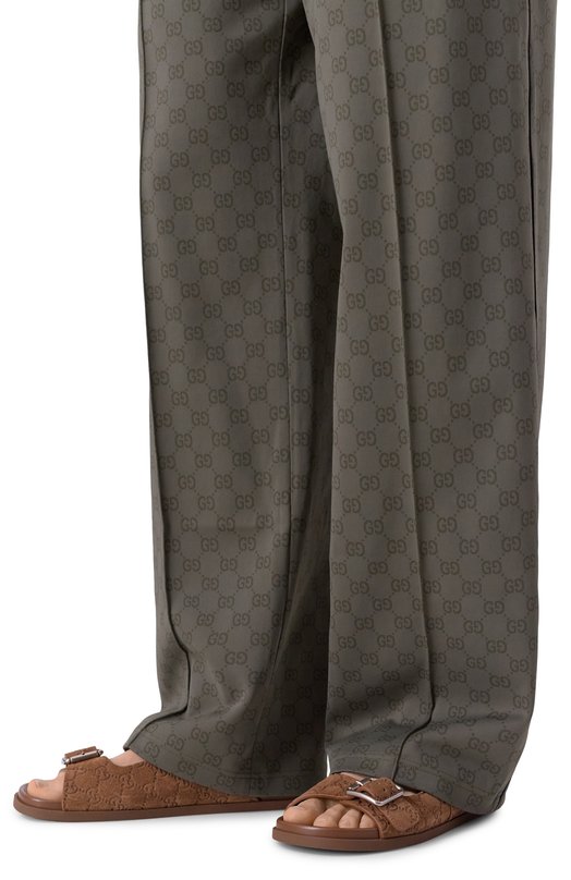 Замшевые шлепанцы Gucci 840255/AADU0 Коричневый  840255/AADU0 Фото 3