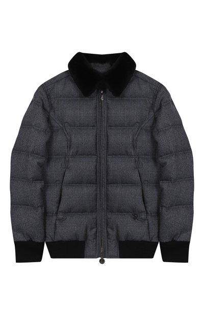 Шерстяной пуховик с воротником из бобра STEFANO RICCI JUNIOR, арт. YAJ8400020/HC4QDR