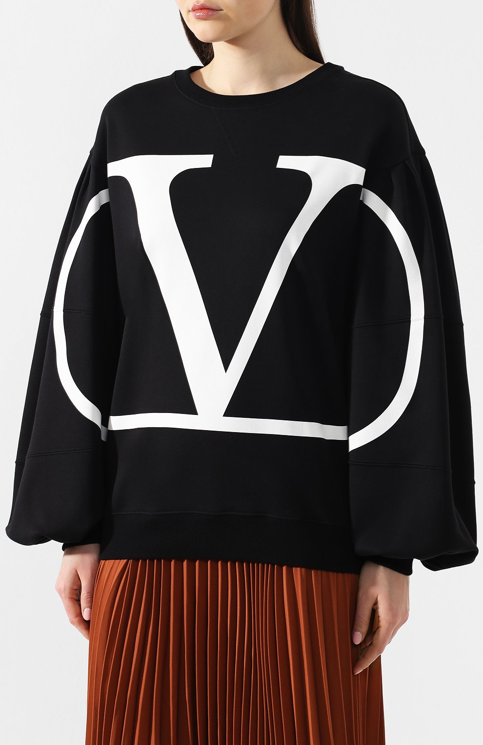 Хлопковый свитшот VALENTINO черно-белого цвета по цене 128500 руб., арт. RB0MF00U4L4, фото 3 Хлопковый свитшот VALENTINO, арт. RB0MF00U4L4, фото 3