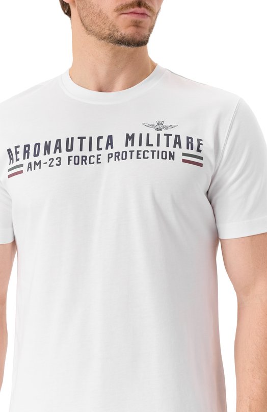 Хлопковая футболка Aeronautica Militare TS1942UJ00538 Белый  TS1942UJ00538 Фото 5