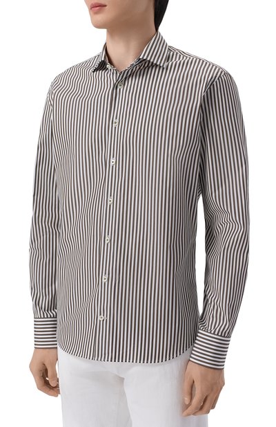 Хлопковая сорочка VAN LAACK темно-коричневого цвета по цене 28900 руб., арт. VL-RIK0S-SF/156296, фото 3 Хлопковая сорочка VAN LAACK, арт. VL-RIK0S-SF/156296, фото 3