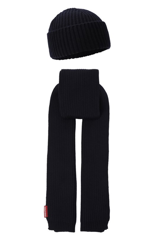 Шерстяной комплект из шапки и шарфа Dsquared2 GBM0003/01W00001 Синий GBM0003/01W00001
