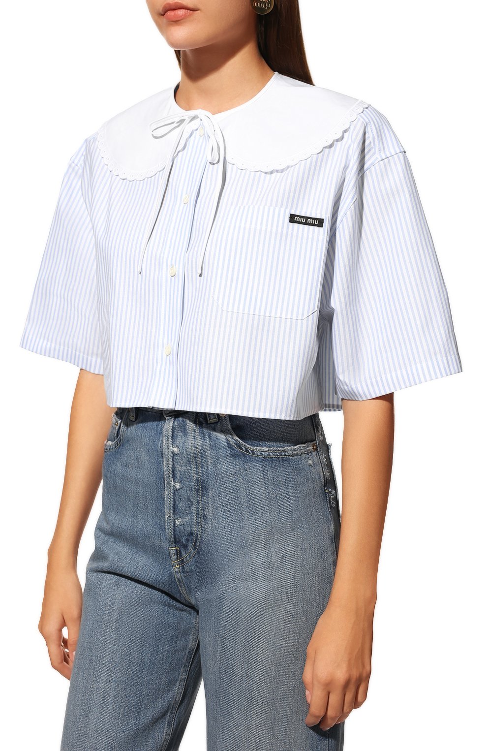 Хлопковая блузка MIU MIU, арт. MK1621-10MI-F0012, фото 3