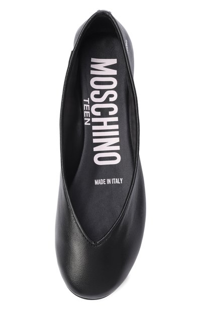 Кожаные балетки MOSCHINO черного цвета по цене 27900 руб., арт. 84173/VAR1, фото 4 Кожаные балетки MOSCHINO, арт. 84173/VAR1, фото 4