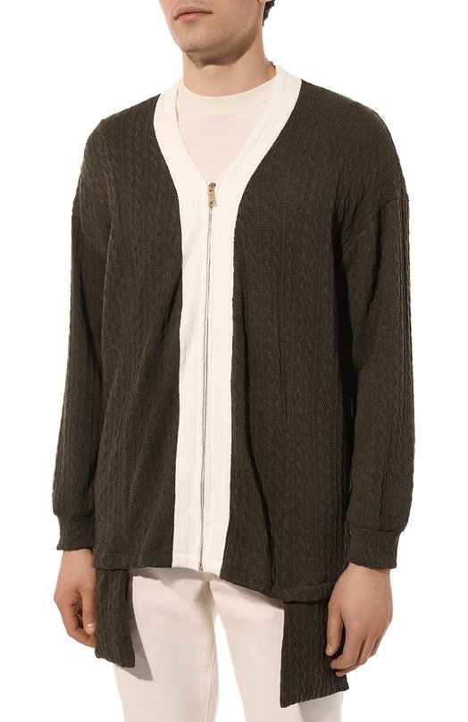 Хлопковый кардиган CHMPS PARISSE Хаки, фото 3