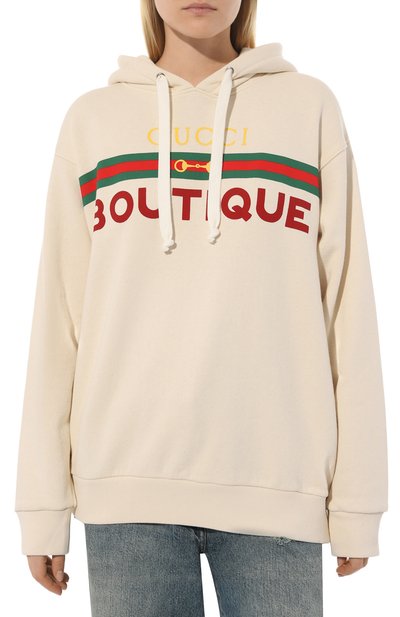 Хлопковое худи GUCCI кремового цвета по цене 132480 руб., арт. 615061 XJCKX, фото 3 Хлопковое худи GUCCI, арт. 615061 XJCKX, фото 3