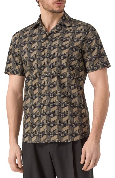 Хлопковая рубашка HUGO коричневого цвета по цене 13450 руб., арт. 50539705, фото 3 Хлопковая рубашка HUGO, арт. 50539705, фото 3