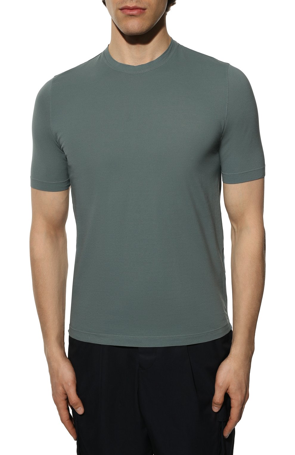 Хлопковая футболка KIRED серо-голубого цвета по цене 16650 руб., арт. WBACI0MW7521022002, фото 3 Хлопковая футболка KIRED, арт. WBACI0MW7521022002, фото 3