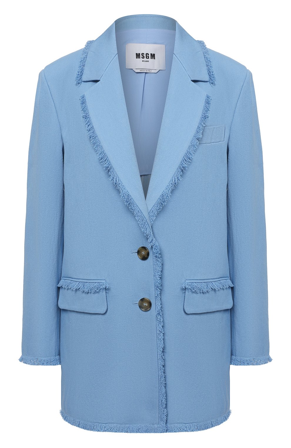 Хлопковый жакет MSGM голубого цвета по цене 65850 руб., арт. 3042MDG107 217309, фото 1 Хлопковый жакет MSGM, арт. 3042MDG107 217309, фото 1