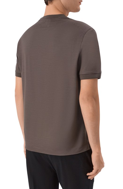 Шерстяная футболка Canali T0908/MJ02338 Коричневый  T0908/MJ02338 Фото 4
