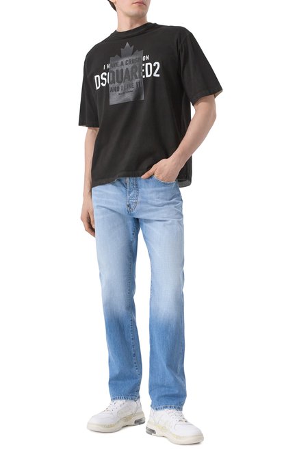 Мужские джинсы DSQUARED2 голубого цвета, арт. S71LB1609/S30309 | Фото 2 (Длина (брюки, джинсы): Стандартные; Материал сплава: Проставлено; Драгоценные камни: Проставлено; Материал внешний: Хлопок)