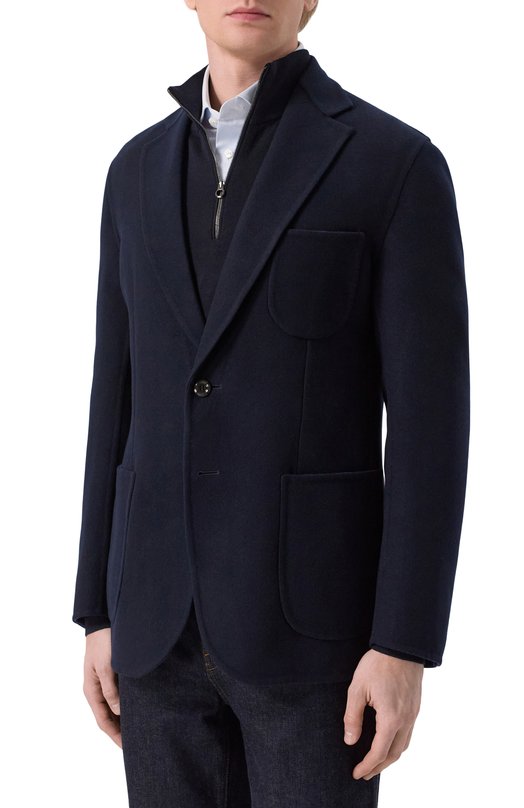 Шерстяной пиджак Stefano Ricci M1RSDB23T0/W0001P Синий  M1RSDB23T0/W0001P Фото 3