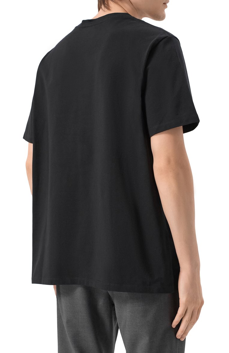 Мужская хлопковая футболка BALMAIN черного цвета, арт. EH1EG010/BC86 | Фото 4 (Материал сплава: Проставлено; Драгоценные камни: Проставлено; Рукава: Короткие; Длина (для топов): Стандартные; Принт: С принтом; Стили: Кэжуэл; Материал внешний: Хлопок; Кросс-КТ: Джерси; Мужское Кросс-КТ: Футболка-одежда)