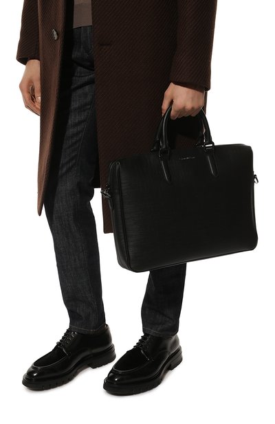 Кожаная сумка для ноутбука ZEGNA черного цвета по цене 120500 руб., арт. C1467J-LHJAK, фото 2 Кожаная сумка для ноутбука ZEGNA, арт. C1467J-LHJAK, фото 2
