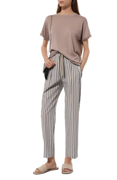 Женские брюки из хлопка и льна BRUNELLO CUCINELLI, арт. MH564B1312