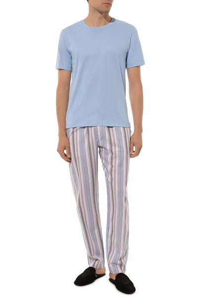 Хлопковая футболка HANRO голубого цвета по цене 9660 руб., арт. 075050, фото 2 Хлопковая футболка HANRO, арт. 075050, фото 2