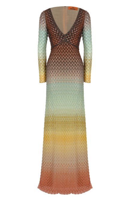 Женское платье из вискозы MISSONI разноцветного цвета, арт. DS25SG3X/BR0134 | Фото 1 (Рукава: Длинные; Длина Ж (юбки, платья, шорты): Макси; Автоматизация состава: Проставлено; Автоматизация ТО: Проставлено; Материал внешний: Вискоза)