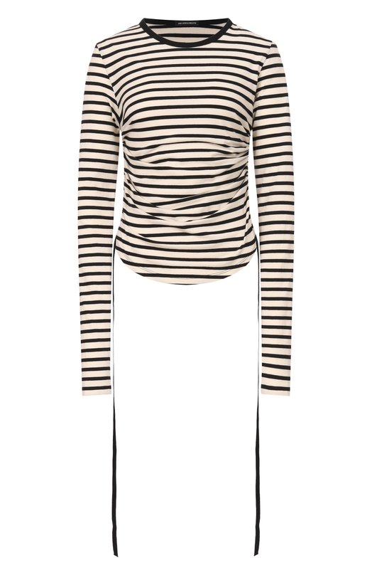 Хлопковый лонгслив Ann Demeulemeester B0012327/FA717 Чёрно-белый B0012327/FA717