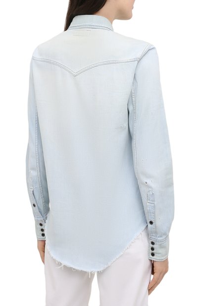 Джинсовая рубашка SAINT LAURENT голубого цвета по цене 89600 руб., арт. 651160/Y24AB, фото 4 Джинсовая рубашка SAINT LAURENT, арт. 651160/Y24AB, фото 4
