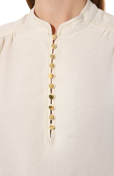 Блузка изо льна и вискозы OLOLOL кремового цвета по цене 39000 руб., арт. OLBL021/9122.101/S23, фото 5 Блузка изо льна и вискозы OLOLOL, арт. OLBL021/9122.101/S23, фото 5