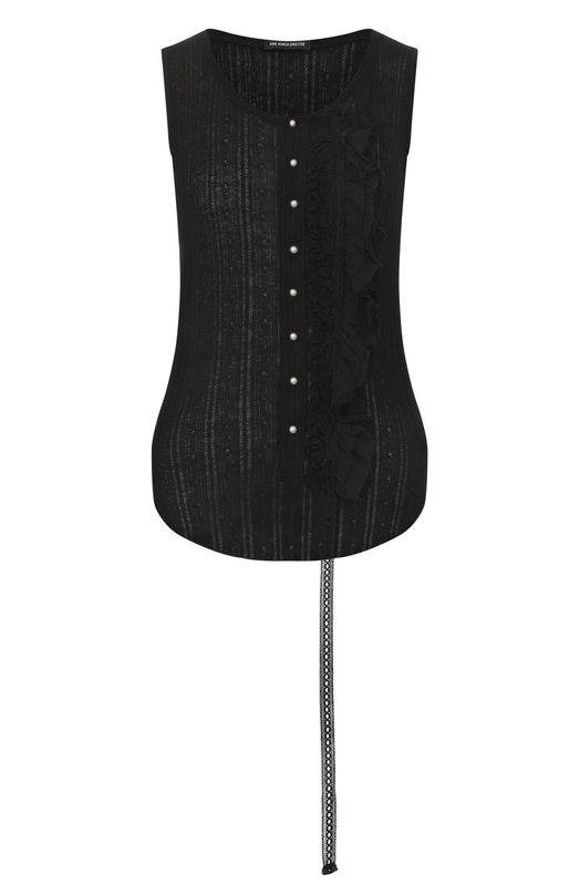 Хлопковая майка Ann Demeulemeester B0013947/FA736 Чёрный B0013947/FA736