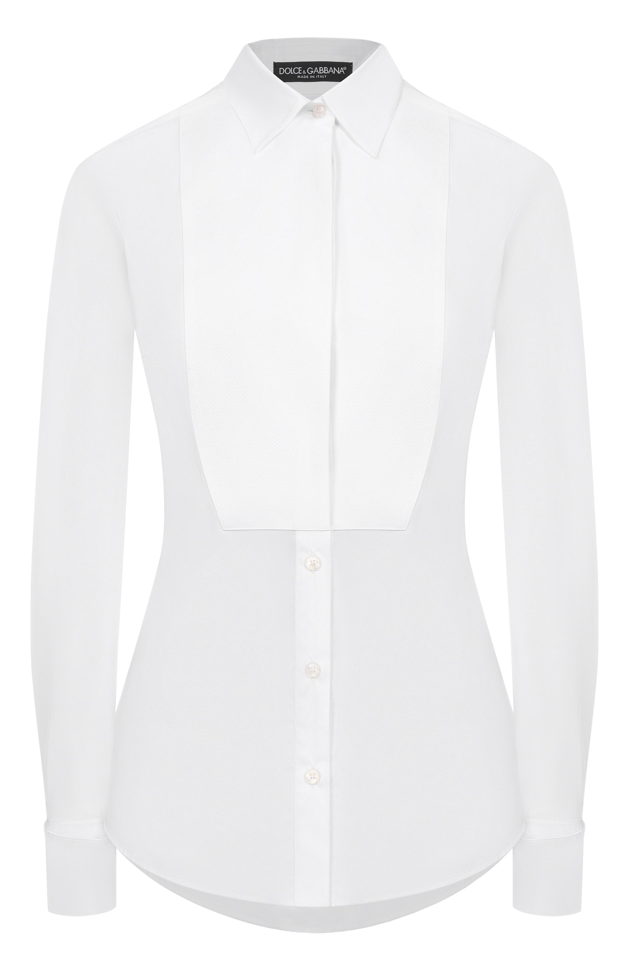 Хлопковая рубашка DOLCE & GABBANA белого цвета по цене 82500 руб., арт. F5K50T/FUEEE, фото 1 Хлопковая рубашка DOLCE & GABBANA, арт. F5K50T/FUEEE, фото 1