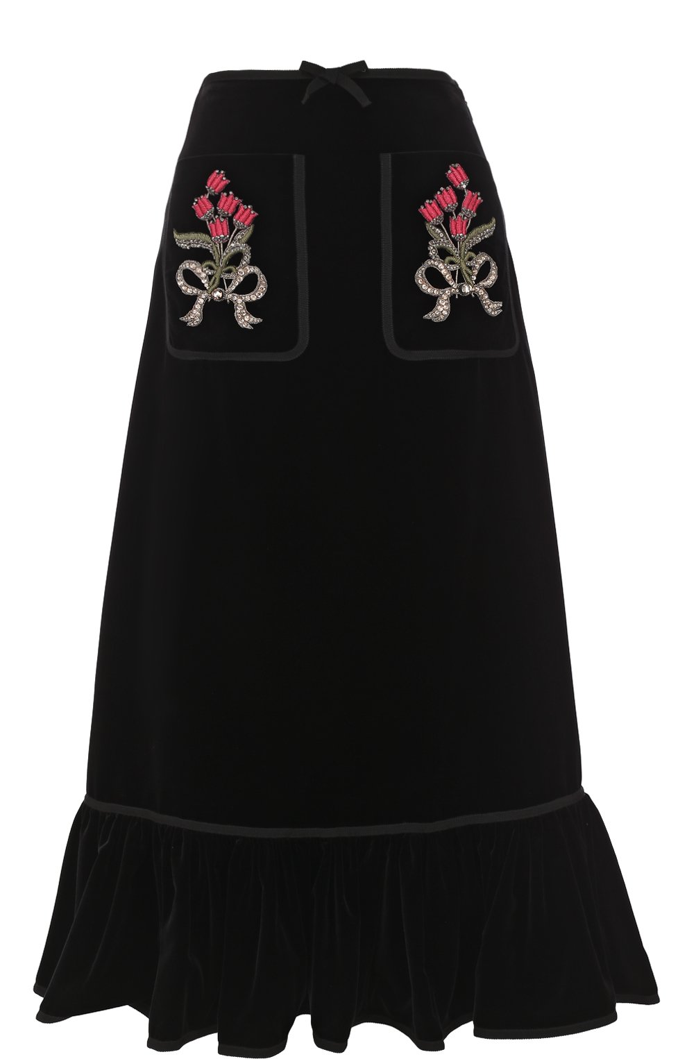 Бархатная юбка-миди с накладными карманами и оборкой GUCCI, арт. 480040/ZJZ75, фото 1