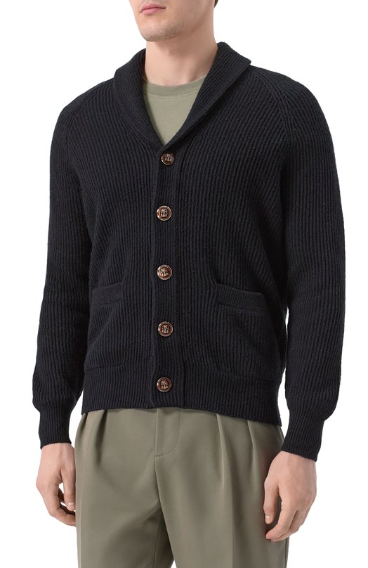 Хлопковый кардиган Brunello Cucinelli MNI708606 Чёрный  MNI708606 Фото 3