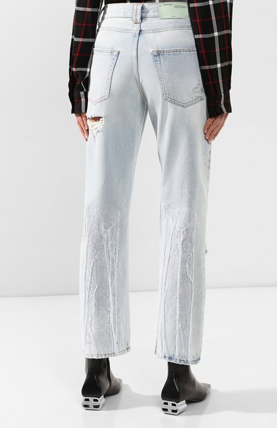 Джинсы с потертостями OFF-WHITE голубого цвета по цене 73950 руб., арт. 0WYA012F197730647101, фото 4 Джинсы с потертостями OFF-WHITE, арт. 0WYA012F197730647101, фото 4