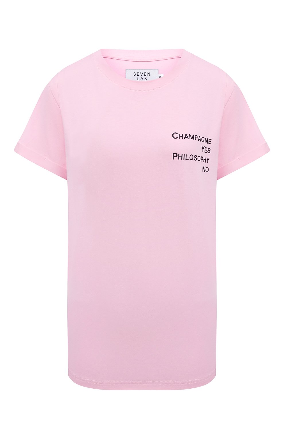 Хлопковая футболка SEVEN LAB светло-розового цвета по цене 7520 руб., арт. T20-CYPN pink, фото 1 Хлопковая футболка SEVEN LAB, арт. T20-CYPN pink, фото 1