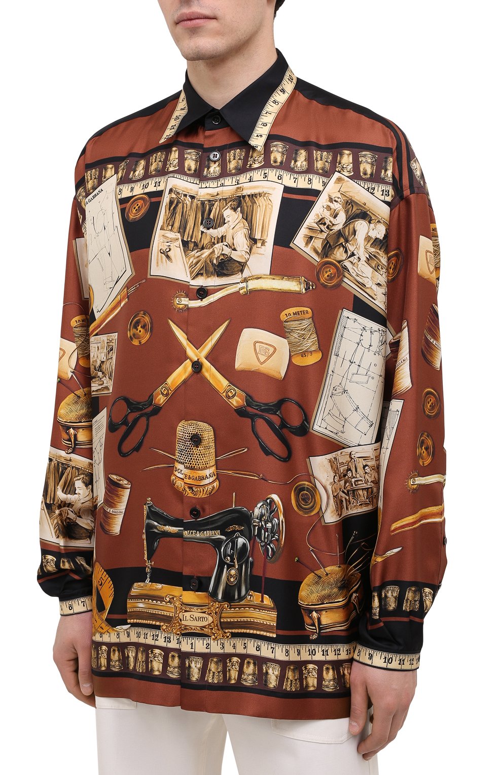 Шелковая рубашка DOLCE & GABBANA разноцветного цвета по цене 141000 руб., арт. G5IB9T/FI13Q, фото 3 Шелковая рубашка DOLCE & GABBANA, арт. G5IB9T/FI13Q, фото 3