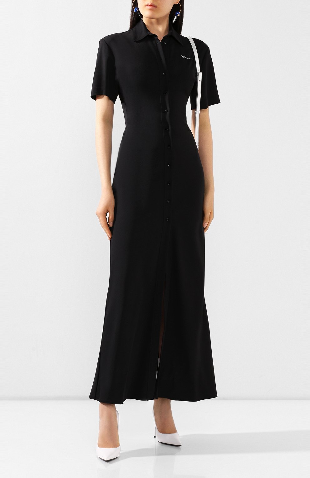 Платье из вискозы OFF-WHITE черного цвета по цене 123000 руб., арт. 0WDB248S20FAB0021001, фото 2 Платье из вискозы OFF-WHITE, арт. 0WDB248S20FAB0021001, фото 2