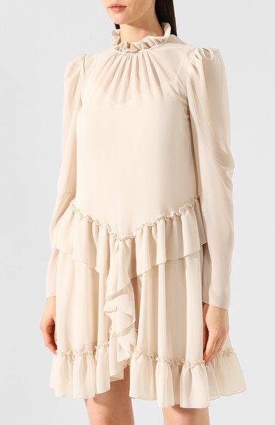 Платье с оборками SEE BY CHLOÉ бежевого цвета по цене 49400 руб., арт. CHS19SR018025, фото 3 Платье с оборками SEE BY CHLOÉ, арт. CHS19SR018025, фото 3