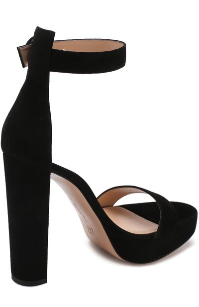 Замшевые босоножки на устойчивом каблуке и платформе GIANVITO ROSSI, арт. G61124.00RIC.CAMNER0, фото 4