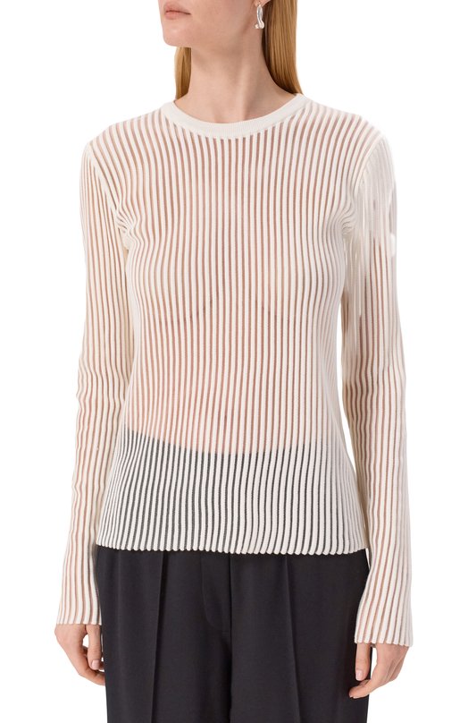 Хлопковый пуловер Helmut Lang P05HW703 Кремовый  P05HW703 Фото 3