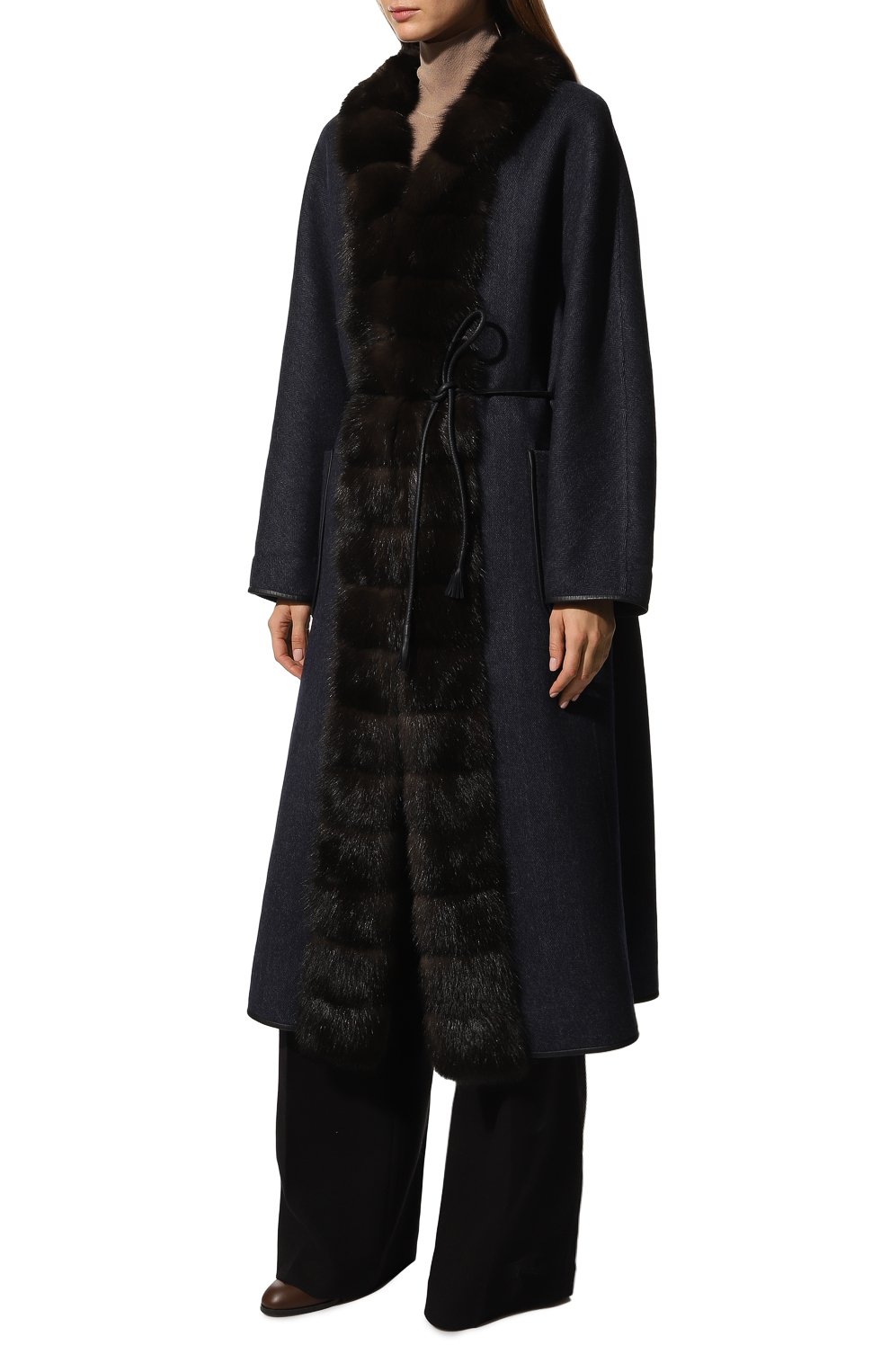 Кашемировое пальто с отделкой из меха соболя SABLEFUR, арт. 72213-sb-02, фото 3