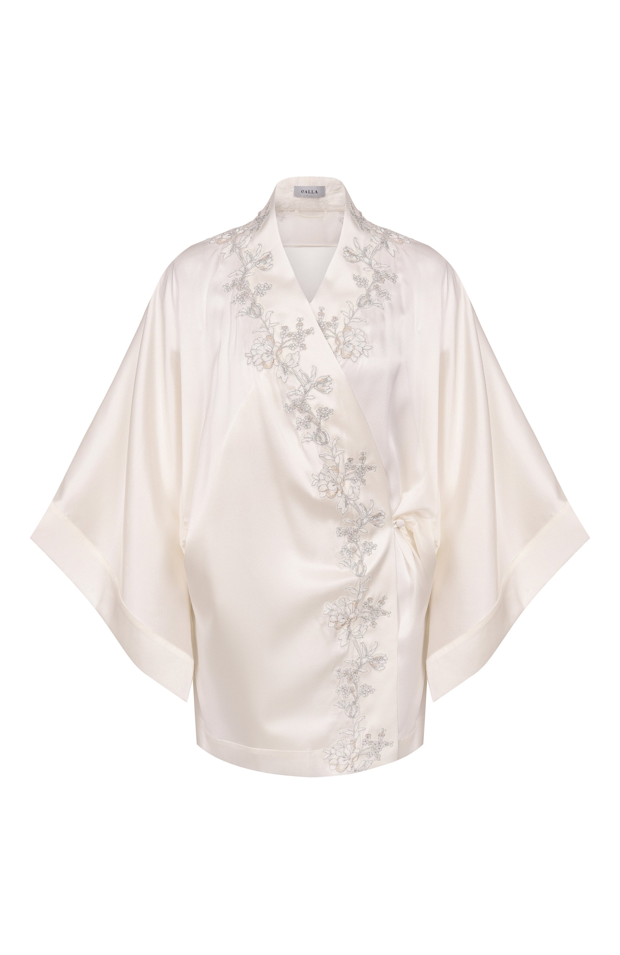 Шелковый халат C.ALLA белого цвета по цене 141000 руб., арт. CA0112 VE-C-R, фото 1 Шелковый халат C.ALLA, арт. CA0112 VE-C-R, фото 1